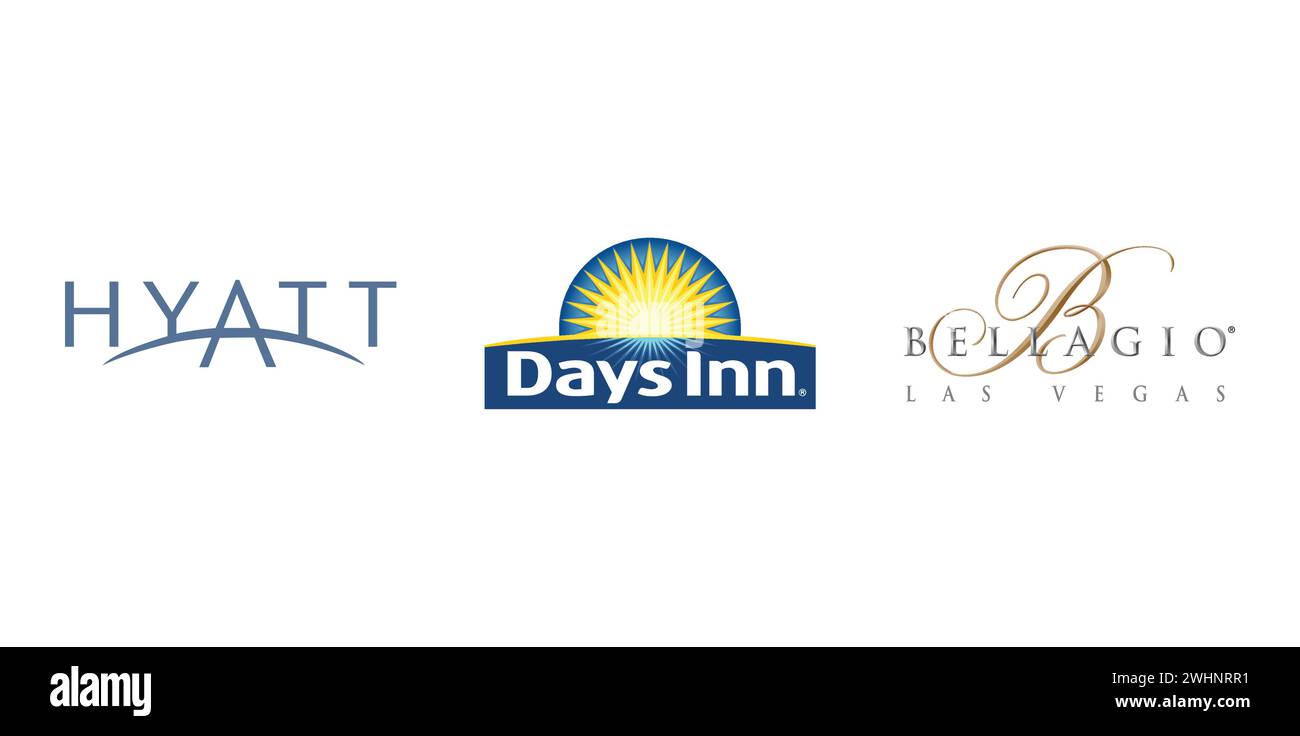 Holiday Inn, Golden Nugget Las Vegas, Marriott. Vector illustration, editorial logo. Stock Vector
