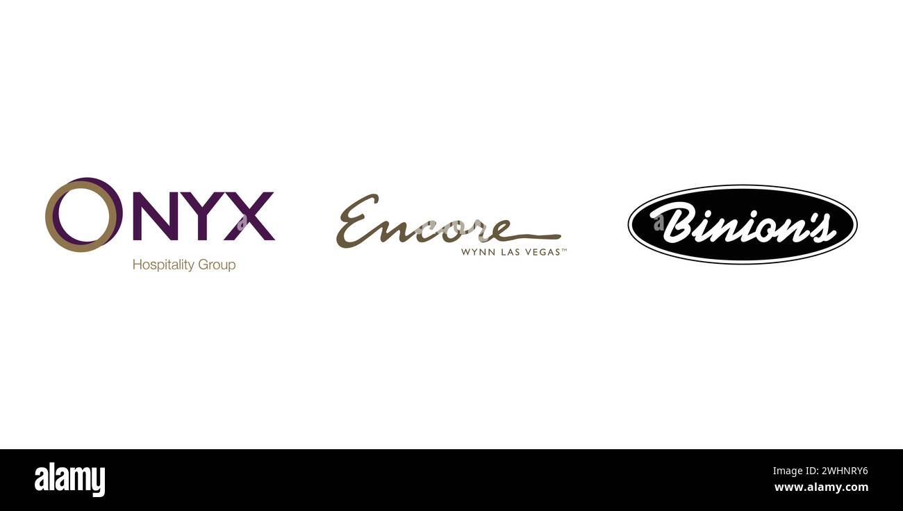 Onyx, Encore Las Vegas, Binions Gambling Hall and Hotel. Vector illustration, editorial logo. Stock Vector