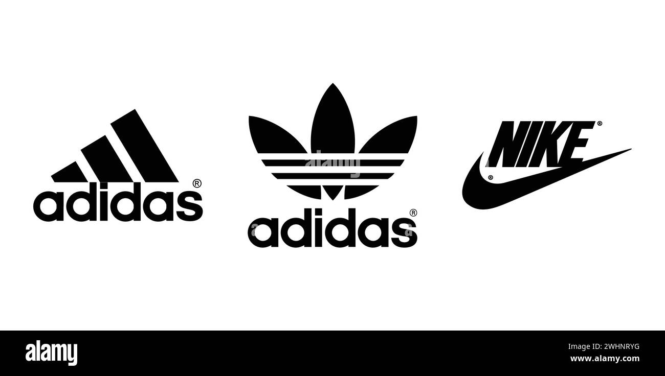 Nike Full,m Adidas, Adidas Originals. Vector illustration, editorial logo. Stock Vector