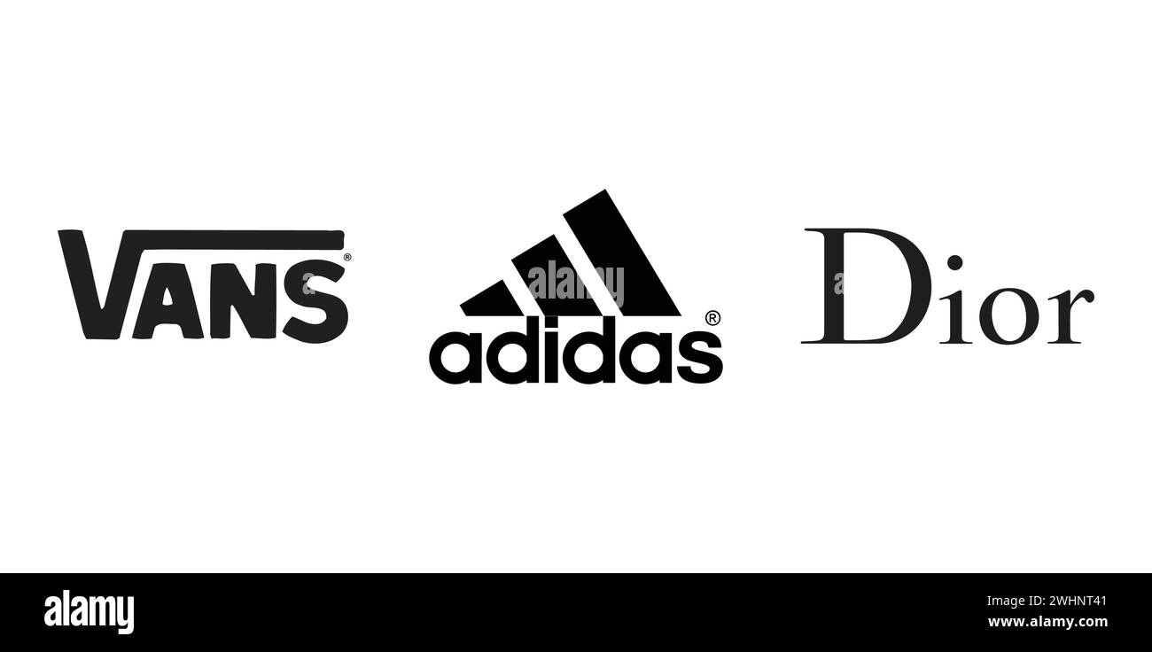 Adidas, Vans, Dior. Vector illustration, editorial logo. Stock Vector