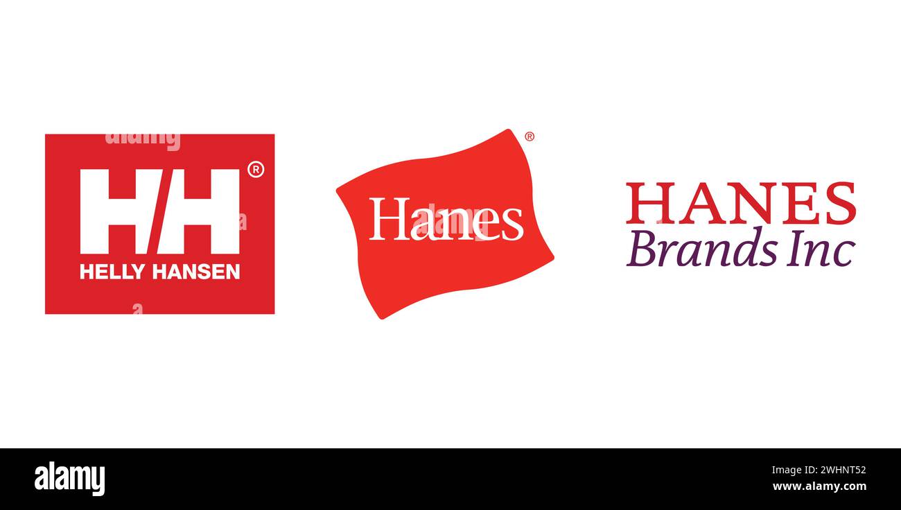 Helly Hansen, Hanes, Hanes brands. Vector illustration, editorial logo. Stock Vector