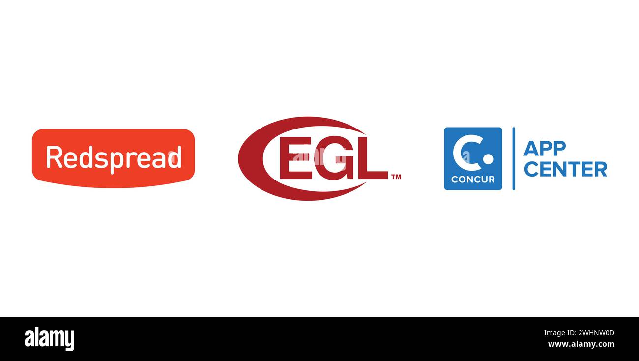 EGL, RedSpread, Concur App Center. Vector editorial brand icon Stock