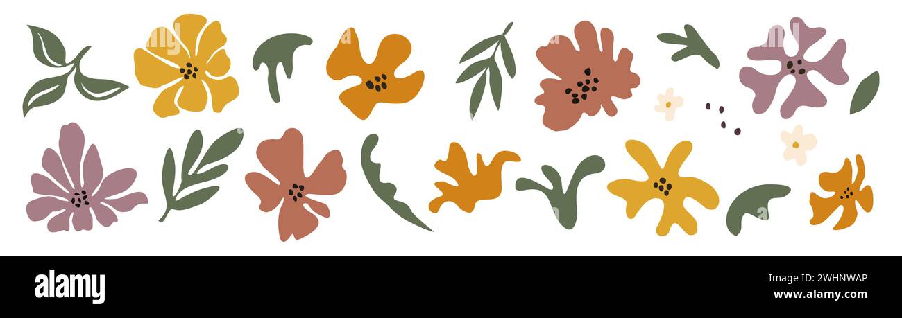Set of hand drawn floral elements, abstract shapes Stock Vector Image ...
