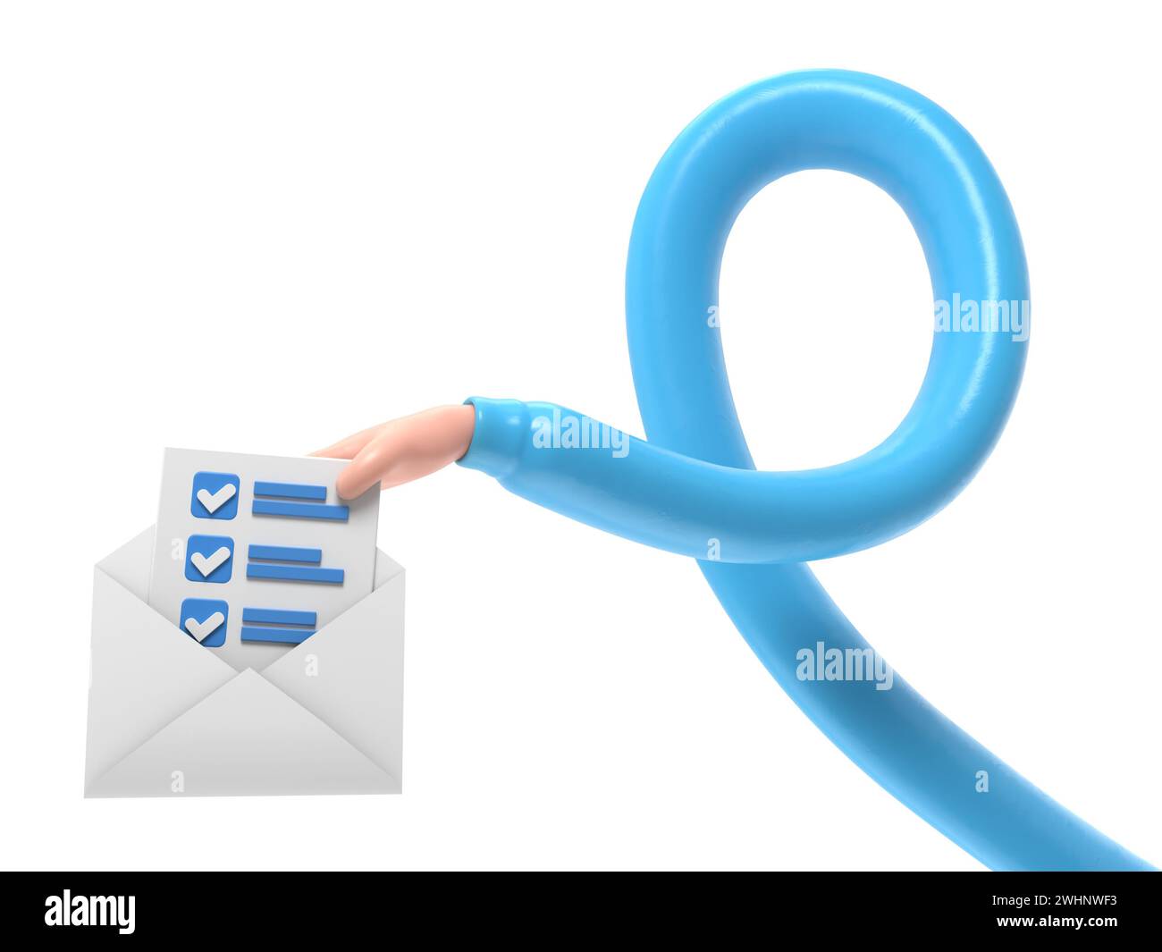 3d mail envelope icon with task management todo check list in hand ...