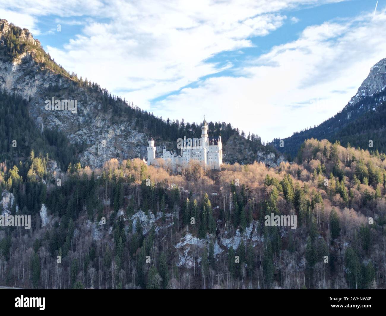 A beautiful view of the Neuschwanstein castle in Schwangau, Germany Stock Photo