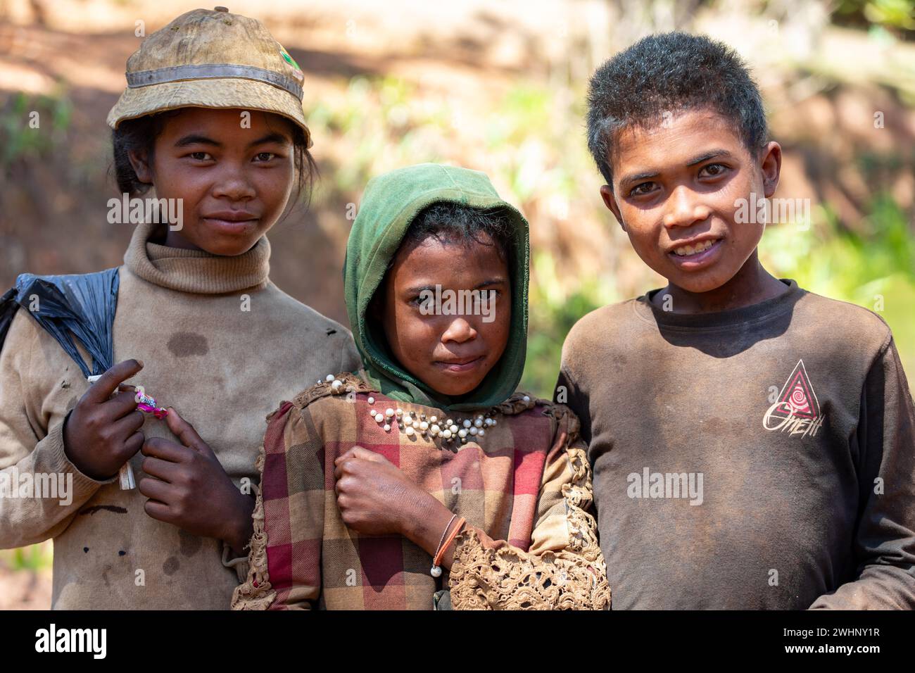 Local Malagasy boys in a community. Ambatolampy, Madagascar Stock Photo