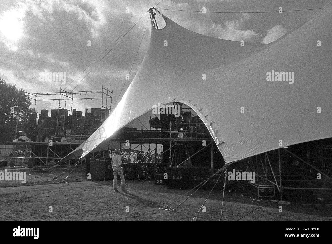 Back stage at the Queen Hyde park concert 18/9/1976 Stock Photo