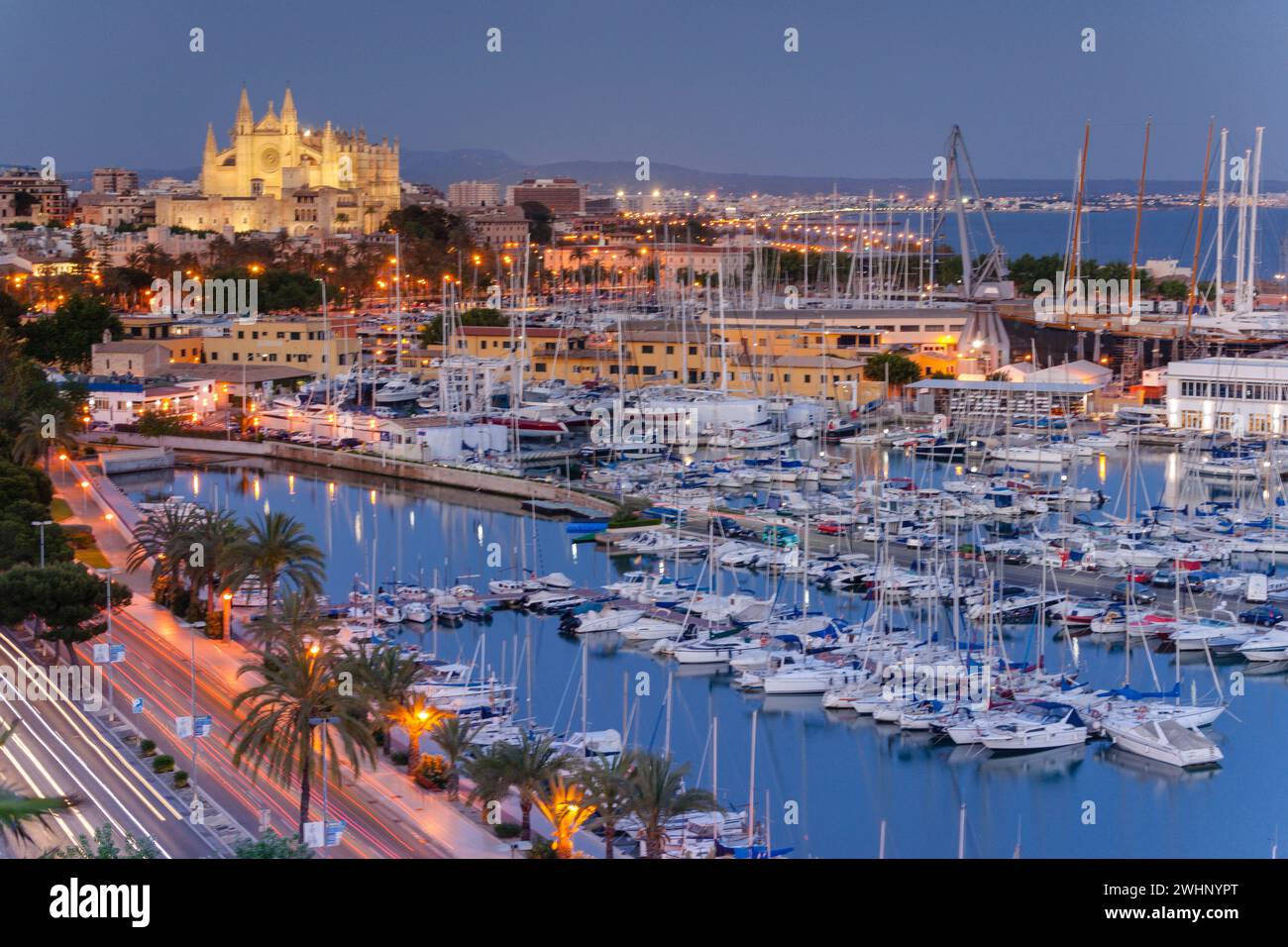 Promenade and port of Palma Stock Photo