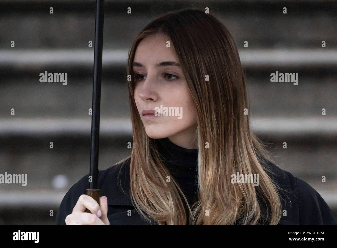 Turin, Italy. 10th Feb, 2024. Princess Vittoria of Savoy attending the funeral of the H.S.R