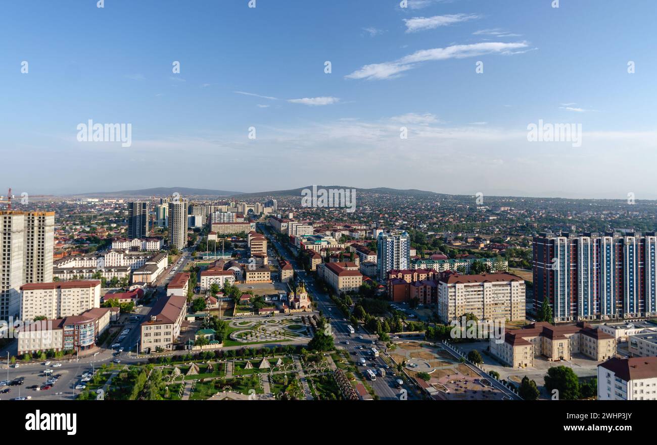 Panorama view of the city of Grozny Chechnya Stock Photo