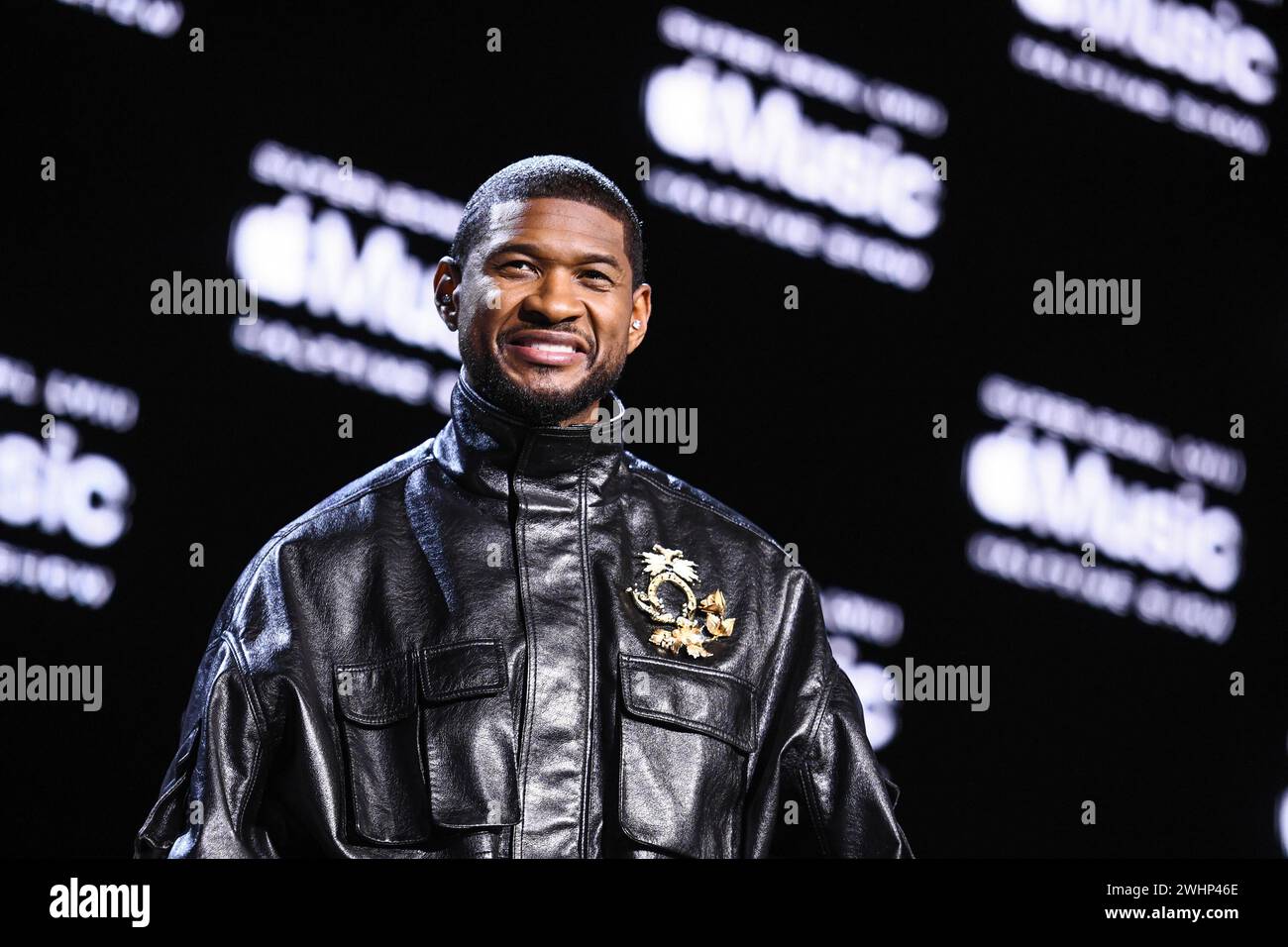 File photo dated 08/02/24 of R&B star Usher who is set to headline the 2024 Super Bowl half-time show amid speculation over the 'special guests' appearing. The Texan-born musician will perform at the National Football League (NFL) championship game between the San Francisco 49ers and the Kansas City Chiefs at the Allegiant Stadium in Las Vegas on Sunday. Issue date: Sunday February 11, 2024. Stock Photo