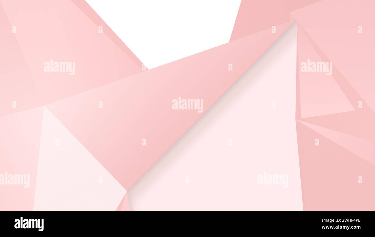 Abstract pink and white geometric triangle background. Full frame triangular background with copy space. 4k resolution. Stock Photo