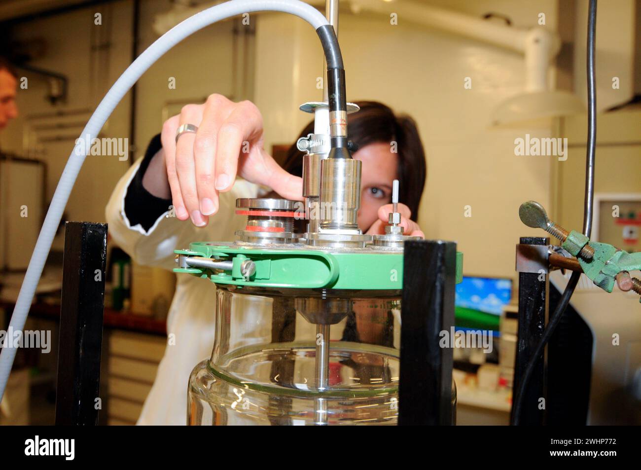 Working in a chemical laboratory Stock Photo