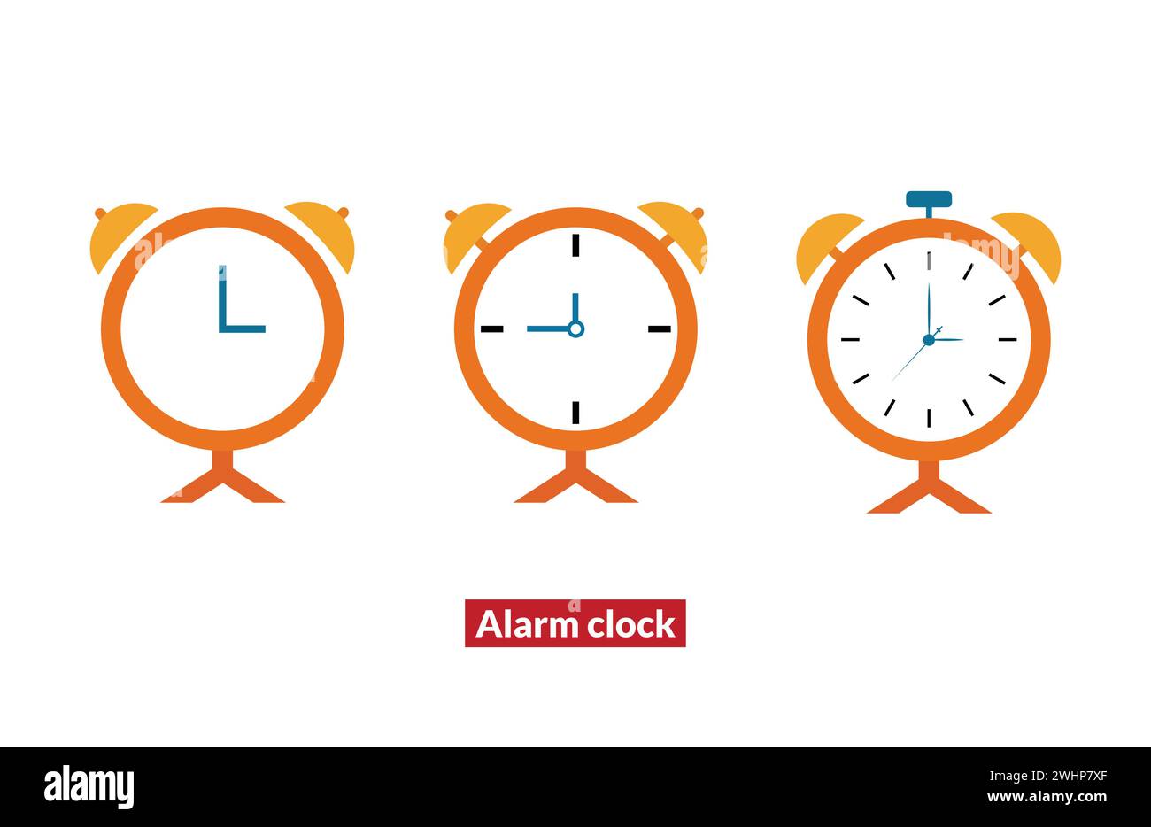 Alarm clock icon in trendy flat design. Stock Vector