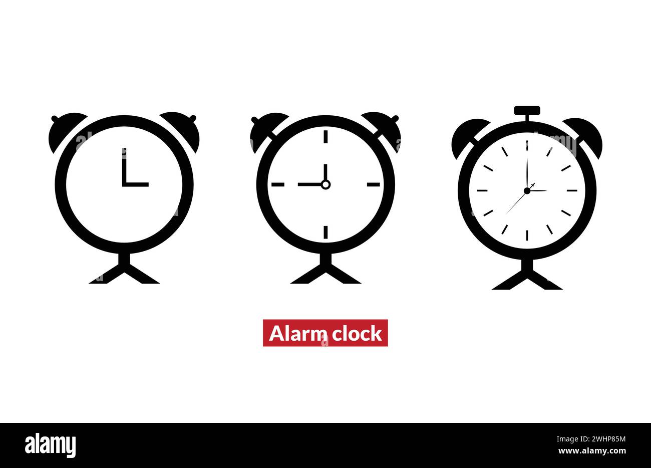 Alarm clock icon in trendy flat design. Stock Vector