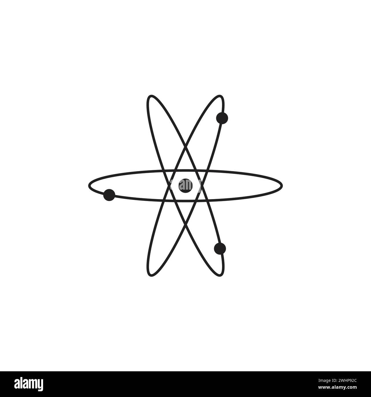 Atom icon in flat style with background. Stock Vector
