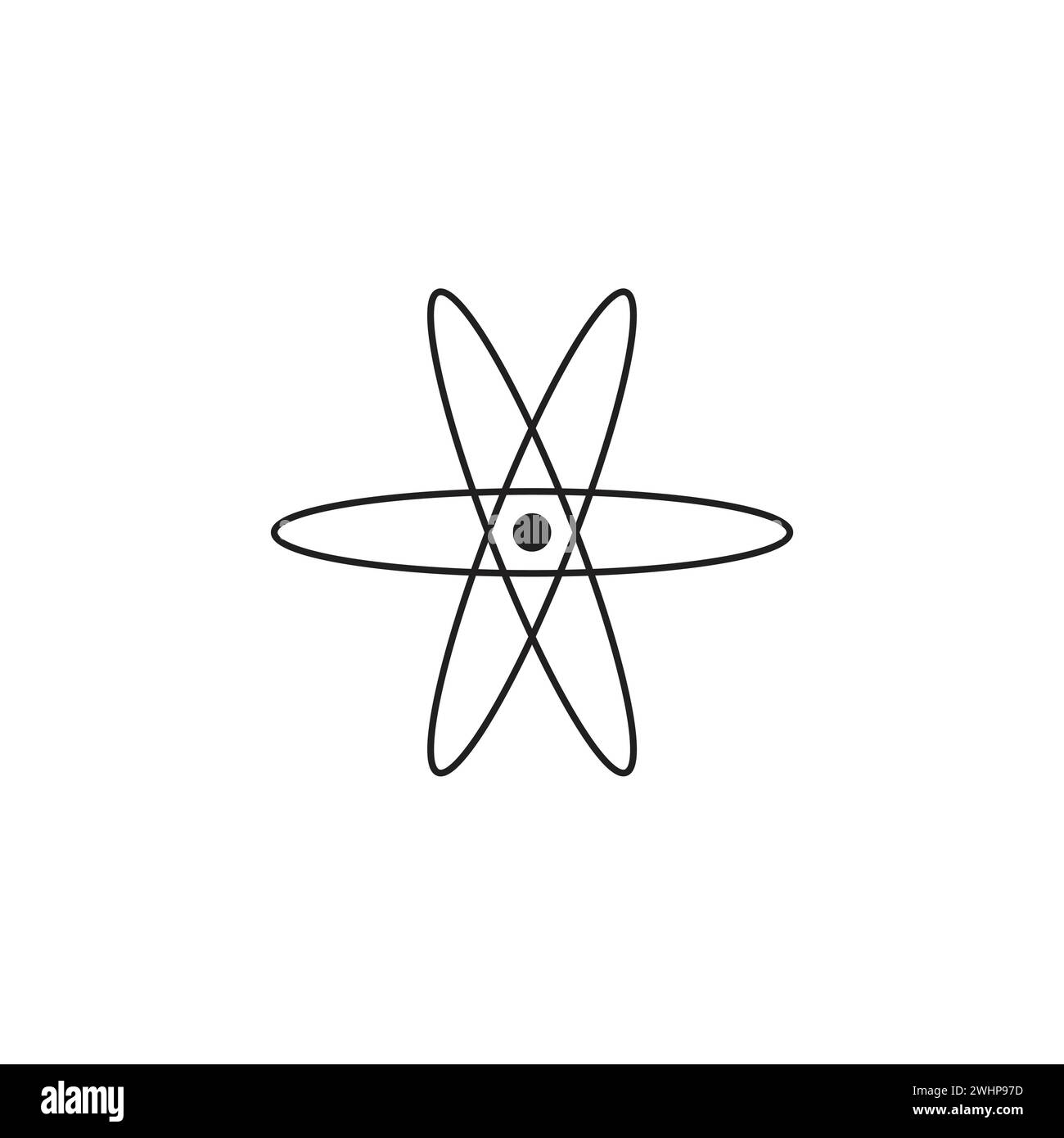 Atom icon in flat style with background. Stock Vector