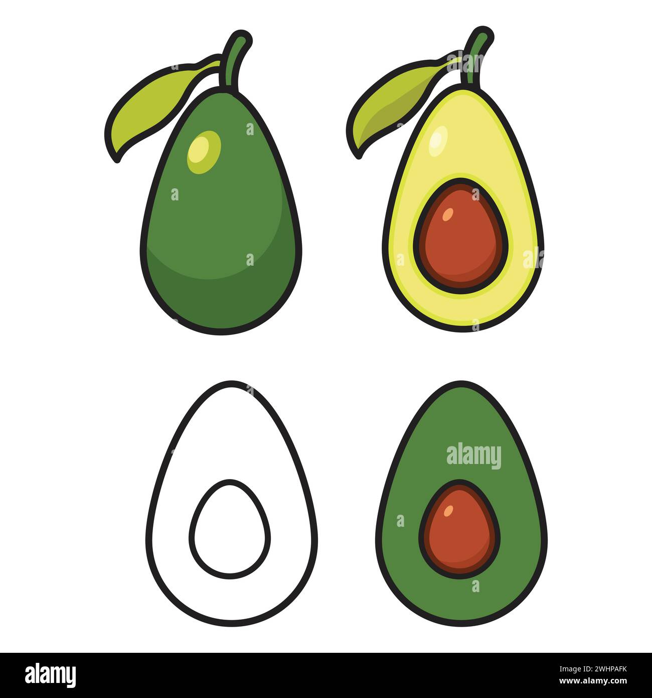 Fruits food avocado slice line icon Stock Vector
