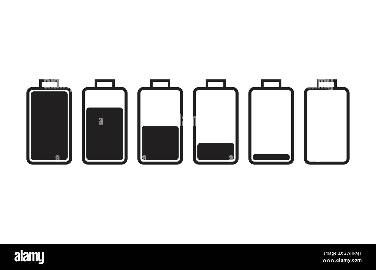 battery icon set in flat style with background. Stock Vector