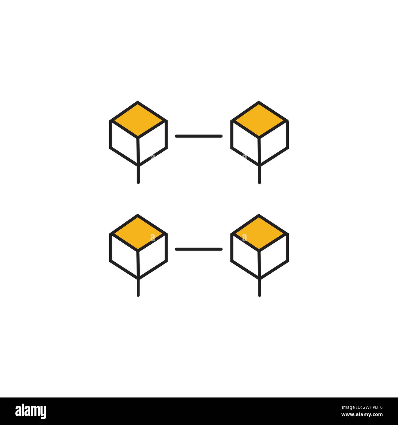 Blockchain icon flat vector illustration. Stock Vector