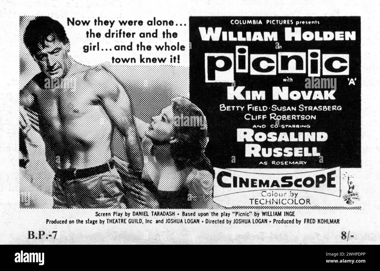 WILLIAM HOLDEN and KIM NOVAK in PICNIC 1955 director JOSHUA LOGAN play