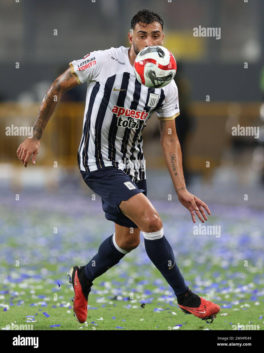 Lima, Peru. 10th Feb, 2024. Juan Pablo Freytes of Alianza Lima during the Liga 1 Te Apuesto match between Alianza Lima and Universitario de Deportes, Torneo Apertura 2024, date 3, played at Nacional Stadium on February 10, 2024 in Lima, Peru. (Photo by Miguel Marrufo/PRESSINPHOTO) Credit: PRESSINPHOTO SPORTS AGENCY/Alamy Live News Stock Photo