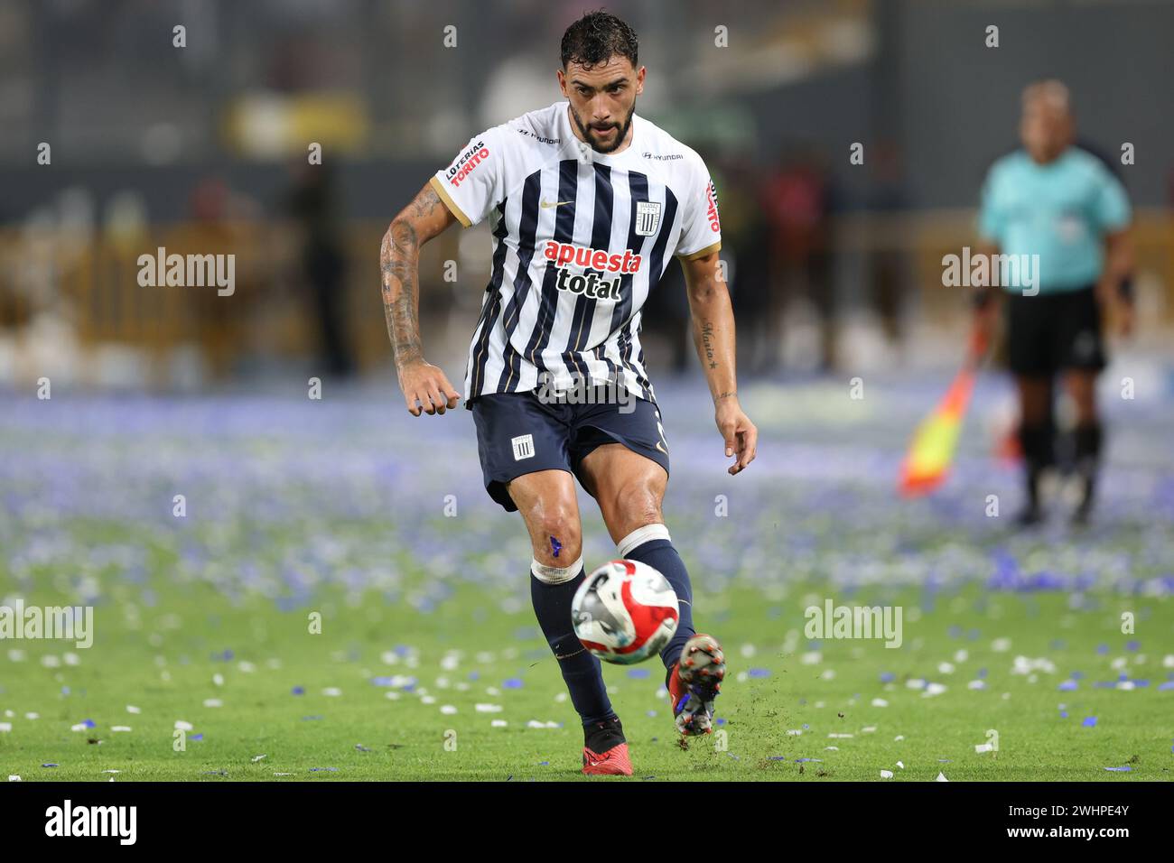 Lima, Peru. 10th Feb, 2024. Juan Pablo Freytes of Alianza Lima during the Liga 1 Te Apuesto match between Alianza Lima and Universitario de Deportes, Torneo Apertura 2024, date 3, played at Nacional Stadium on February 10, 2024 in Lima, Peru. (Photo by Miguel Marrufo/PRESSINPHOTO) Credit: PRESSINPHOTO SPORTS AGENCY/Alamy Live News Stock Photo