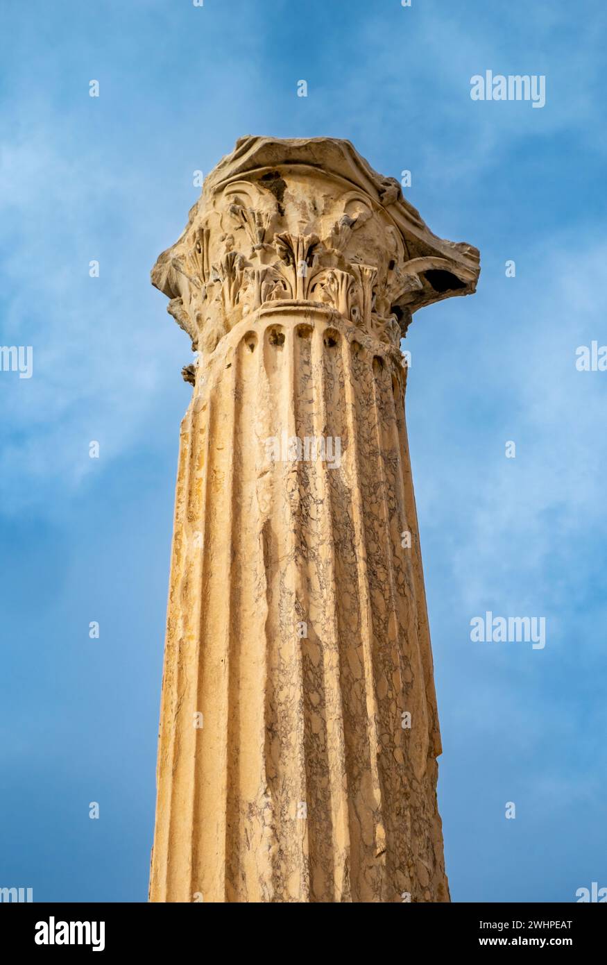 Column of Hadrian's Library against the sky, Athens, Greece Stock Photo