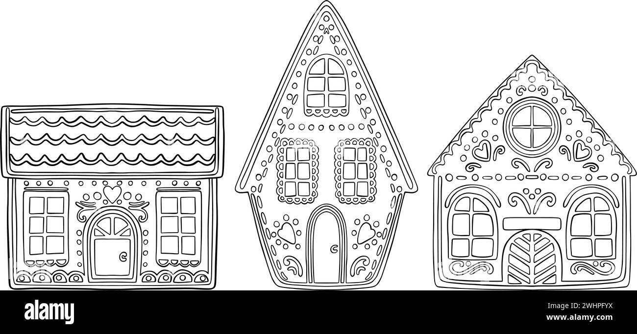 Gingerbread houses illustration hi-res stock photography and images - Alamy