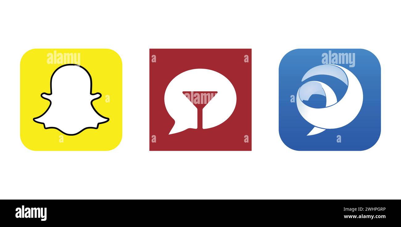 Snapchat, Stripchat, Jabber Reversed. Vector editorial brand icon. Stock Vector