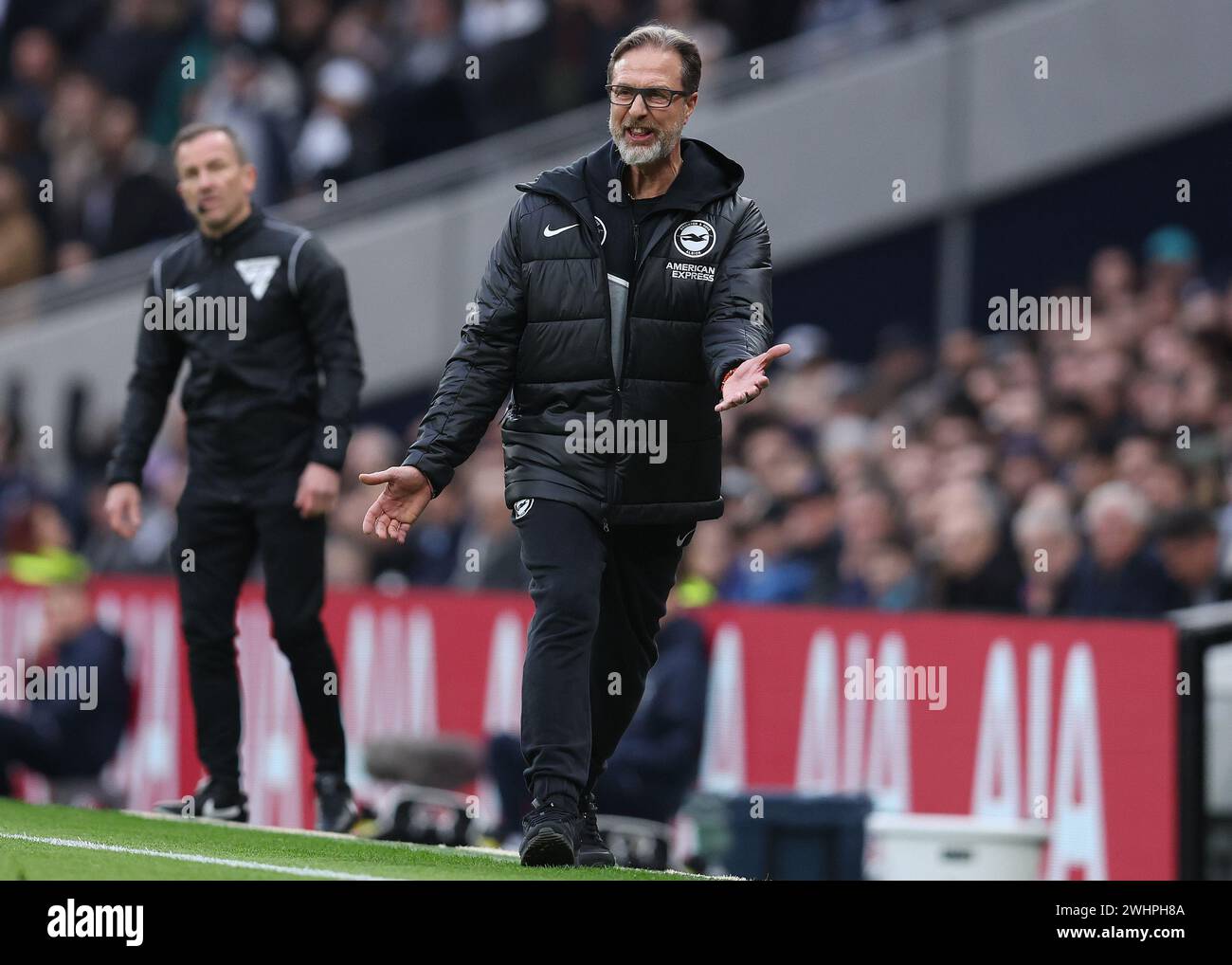 London, UK. 10th Feb, 2024. Andrea Maldera Brighton and Hove assistant manager during the Premier League match at the Tottenham Hotspur Stadium, London. Picture credit should read: Paul Terry/Sportimage Credit: Sportimage Ltd/Alamy Live News Stock Photo