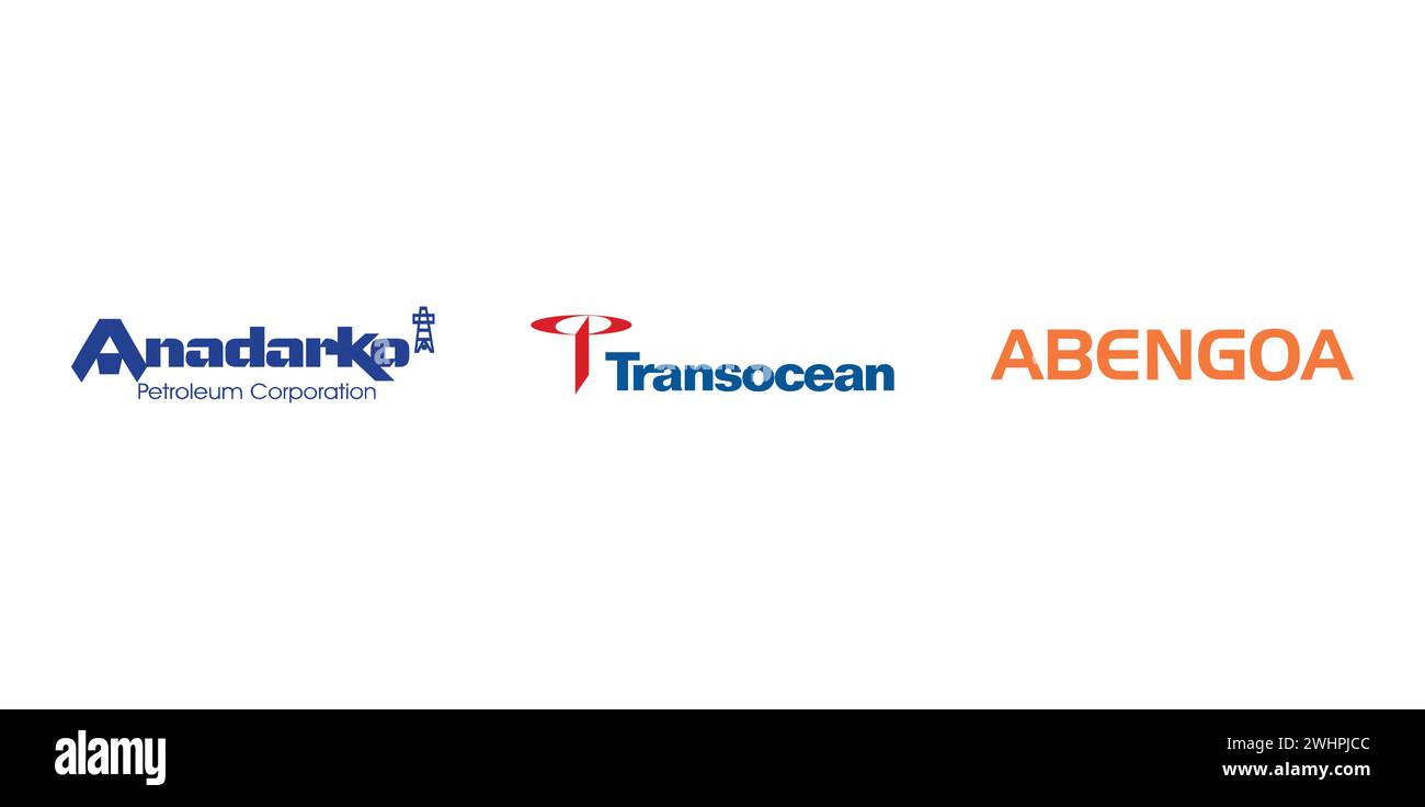 Anadarko Petroleum, Transocean, Abengoa. Vector editorial brand icon. Stock Vector