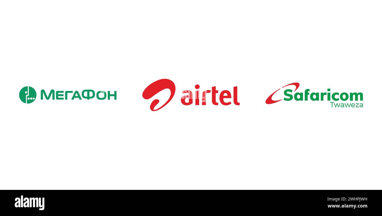 MegaFon, Bharti Airtel Limited, Safaricom. Vector editorial brand icon. Stock Vector