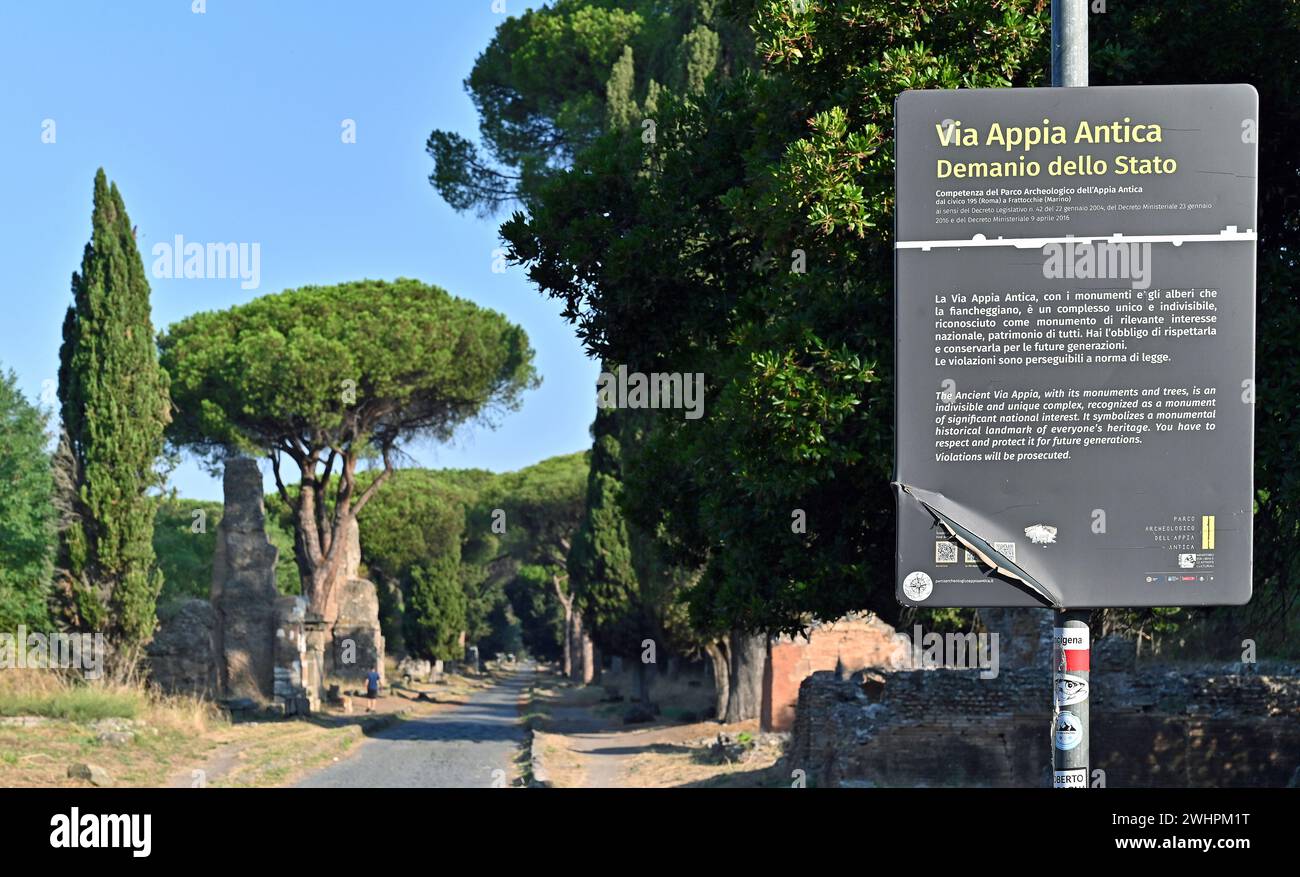 Via Appia Antica, information board Stock Photo
