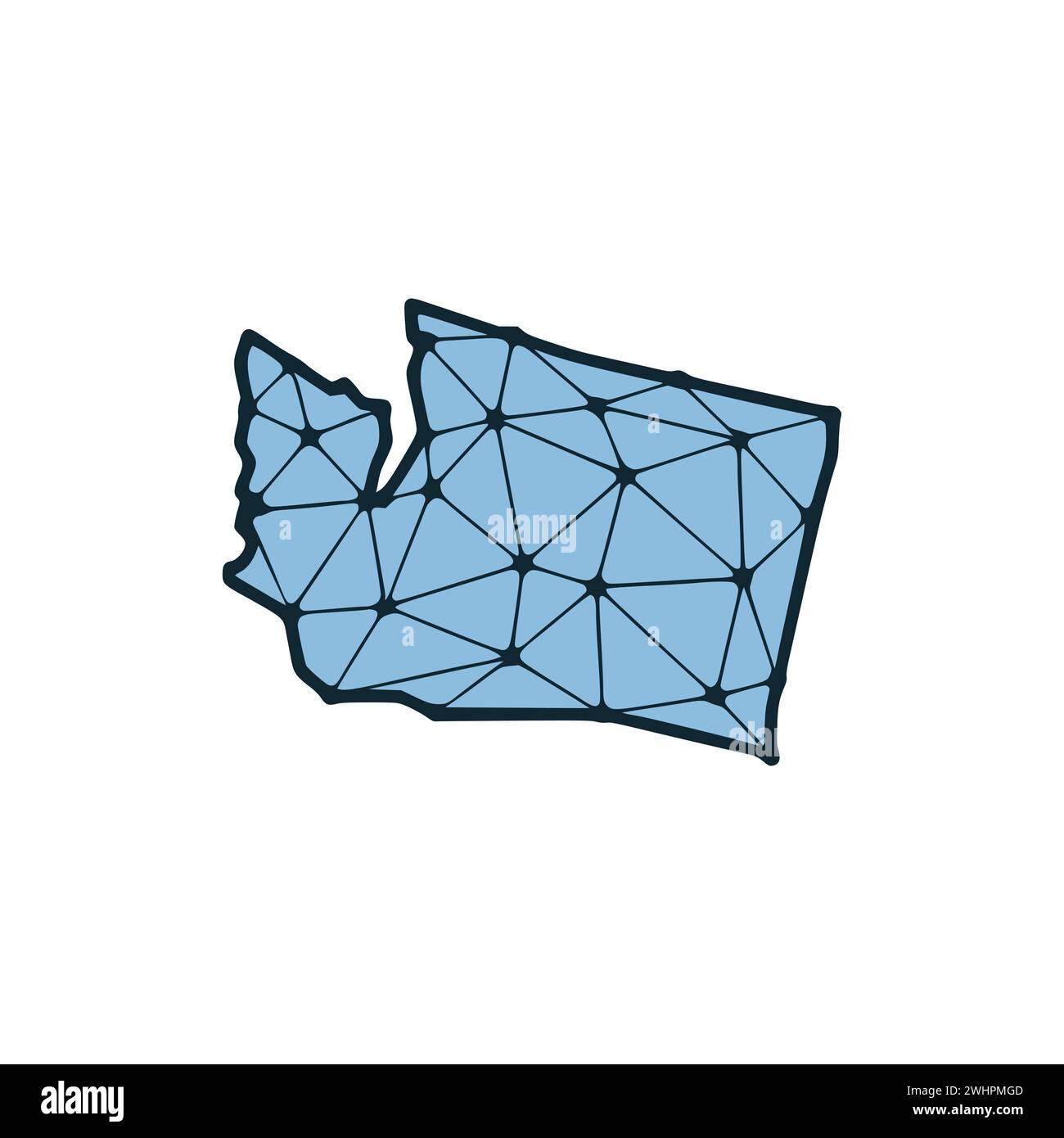 Washington state map polygonal illustration made of lines and dots ...