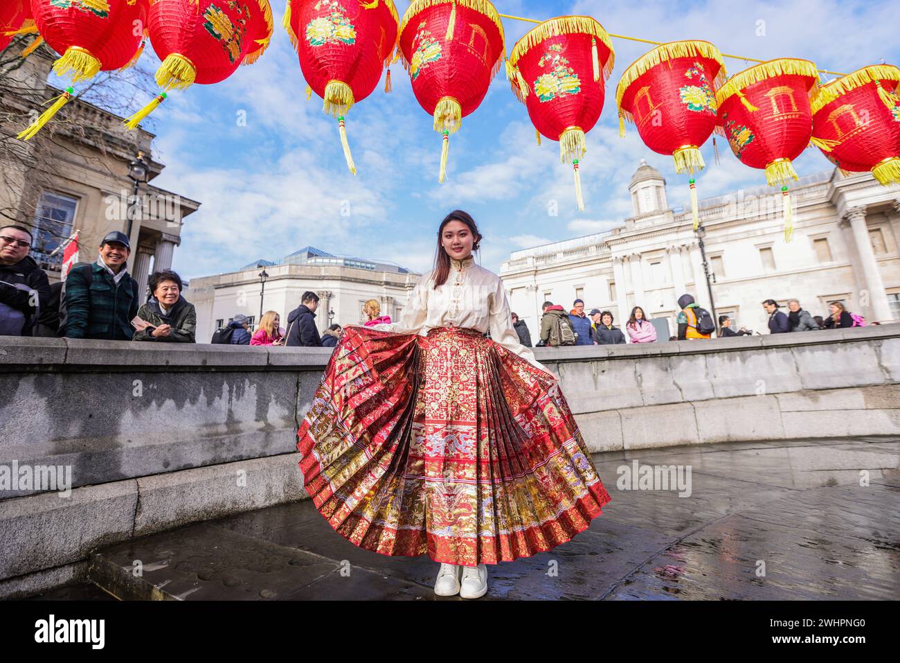 Trafalgar Square London UK 11 Feb 2024 Trafalgar Square mark the