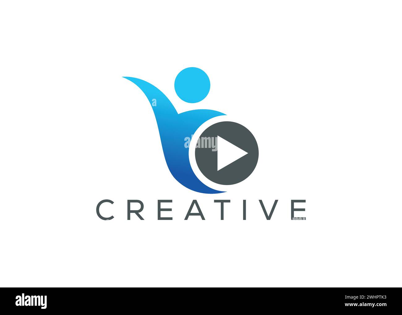 Minimalist man and video play logo vector logo design template. Creative modern people entertainment logo Stock Vector