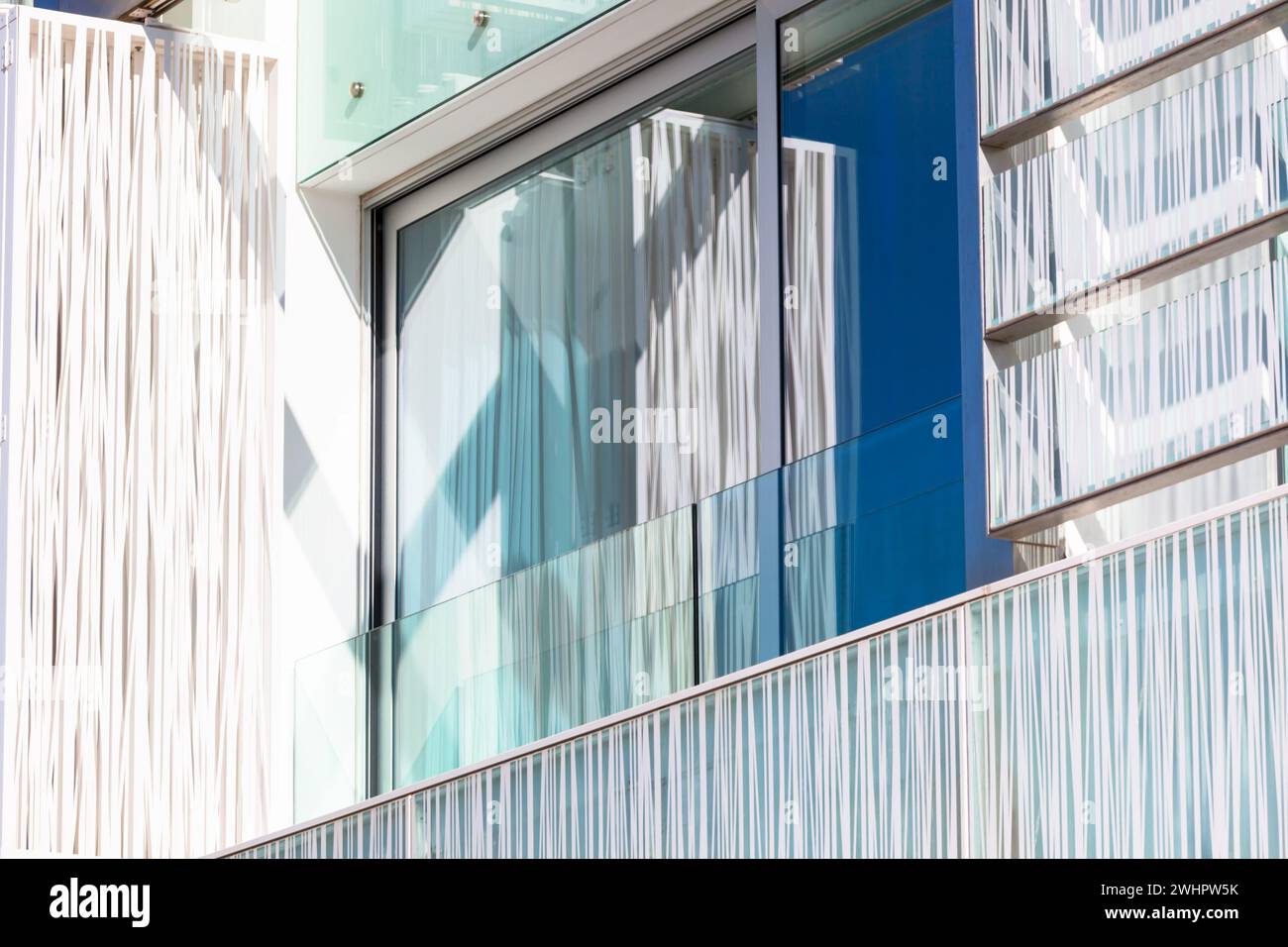 Balcony in a New Glass Wall Apartment House Stock Photo