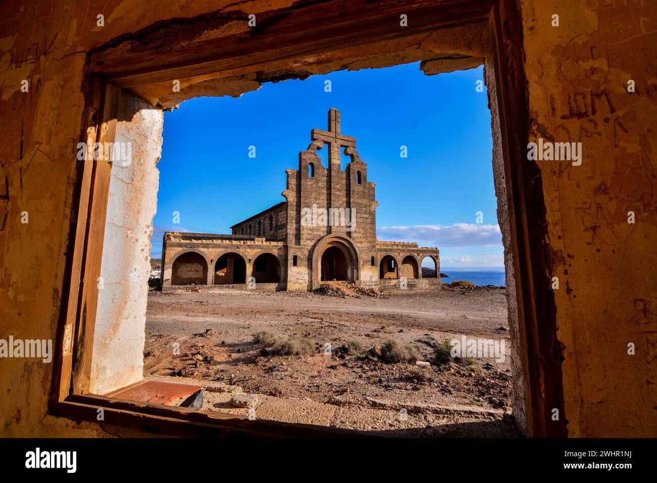 Abandoned Buildings of a Military Base Stock Photo