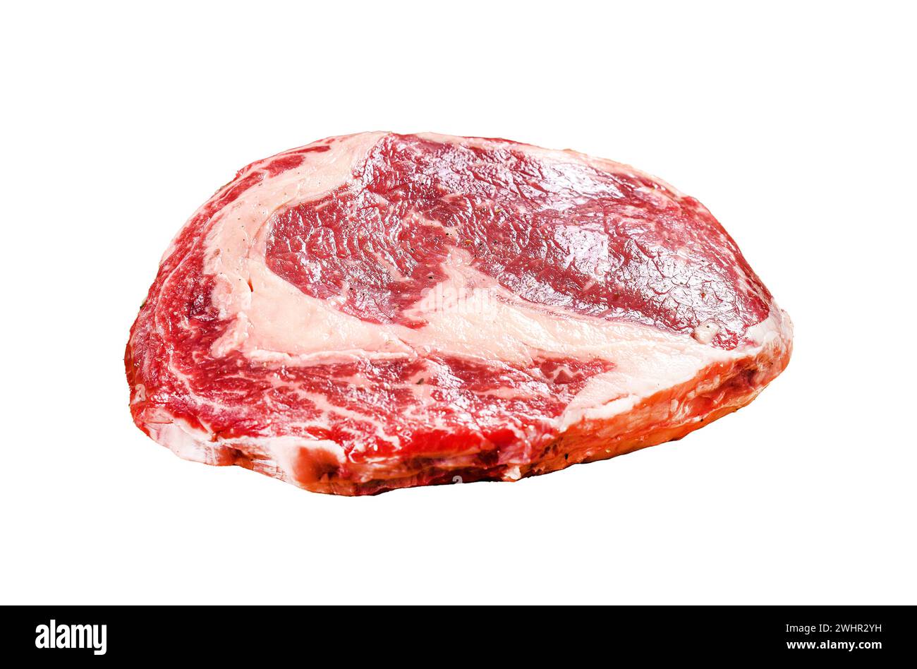 Marbled beef fillet steak Isolated on white background. Top view Stock ...