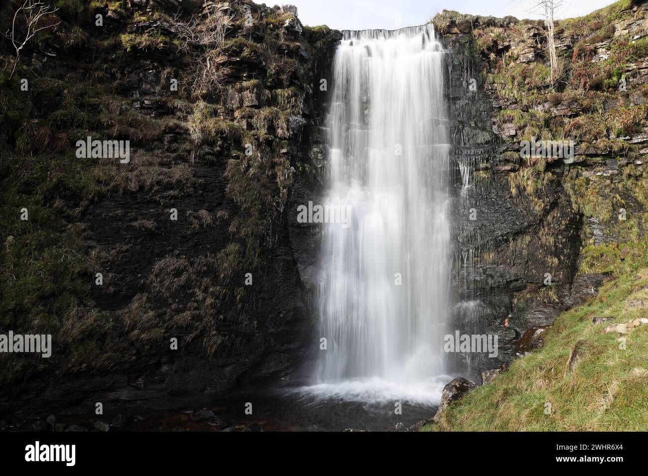 Force Gill Waterfall on the lower slopes of Whernside, Yorkshire Dales, England, UK Stock Photo