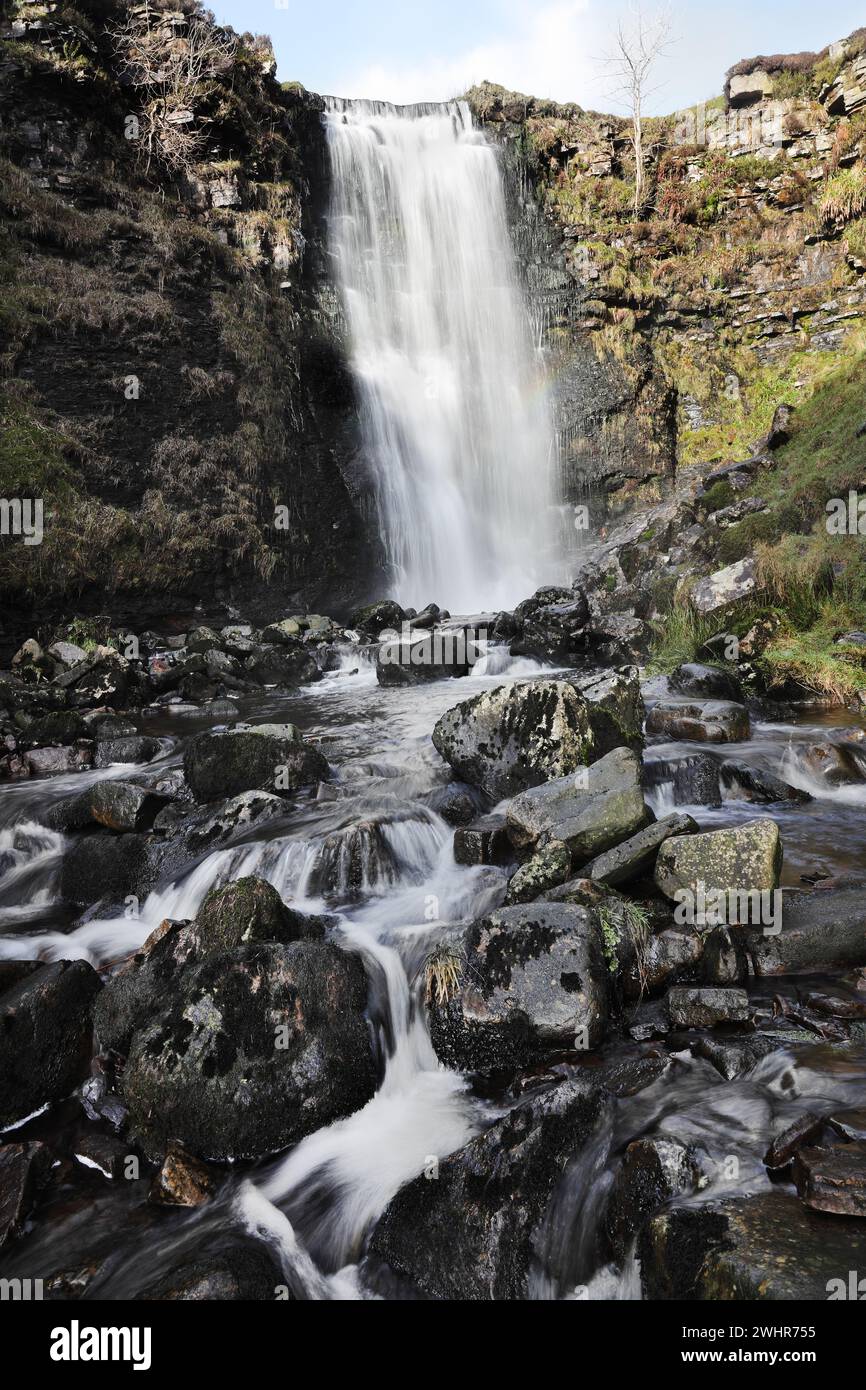 Force Gill Waterfall on the lower slopes of Whernside, Yorkshire Dales, England, UK Stock Photo