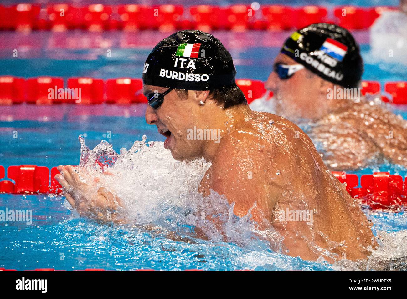 Doha, Qatar. 11th Feb, 2024. Nicolo Martinenghi of Italy competes in the swimming men