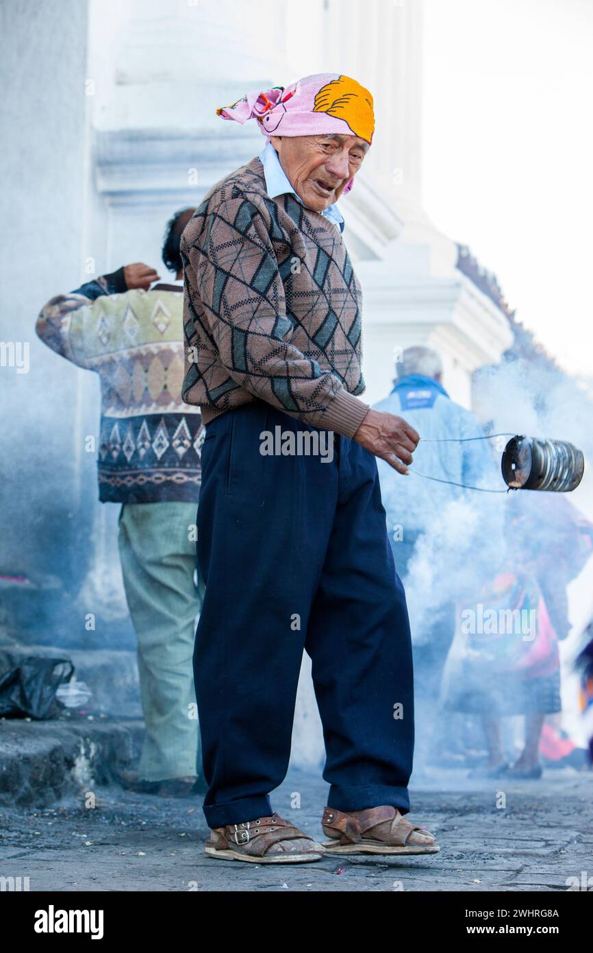 Chichicastenango, Guatemala. A Cloud of Incense Envelopes a Traditional