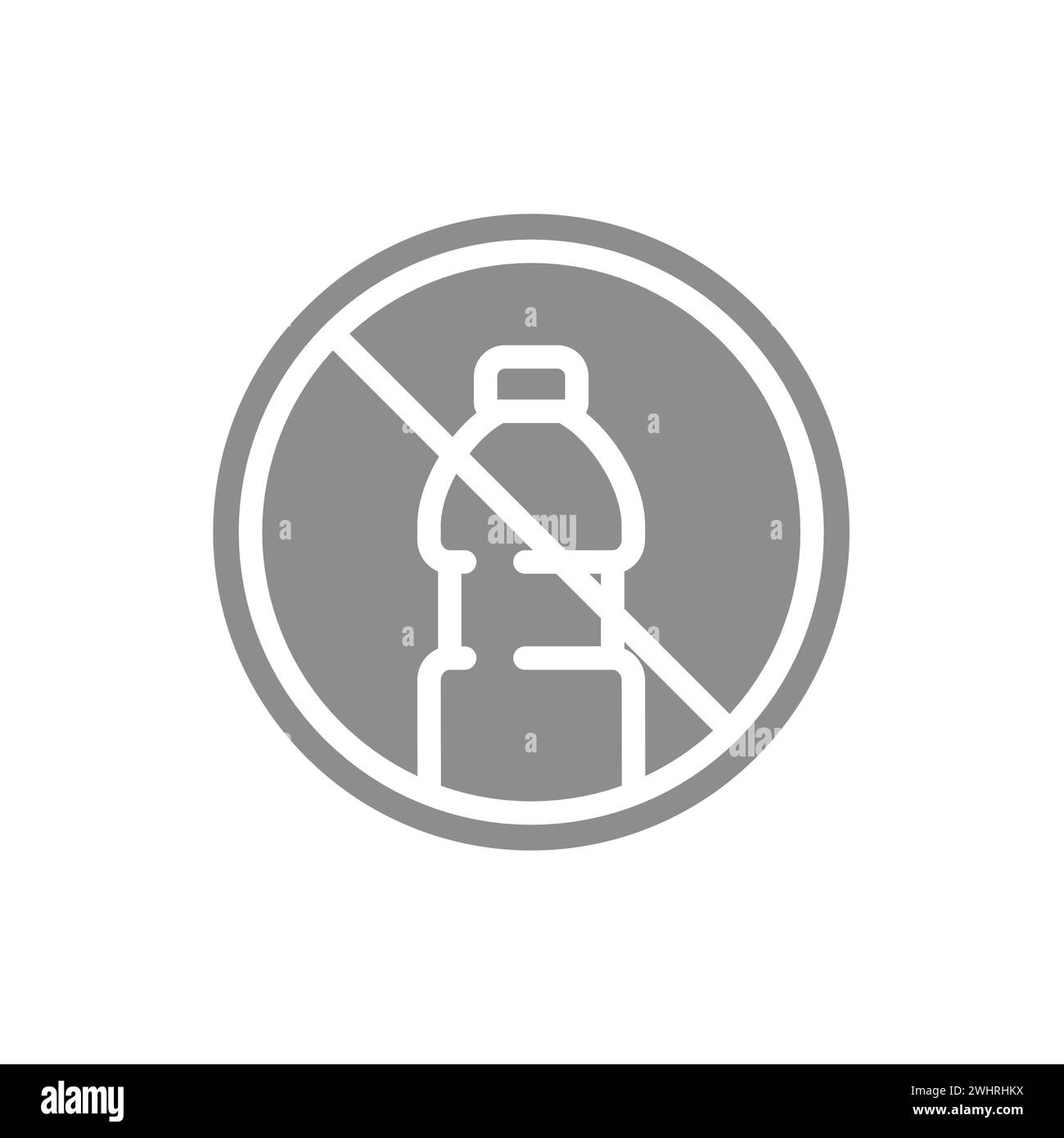 No plastic waste vector label. Garbage bin icon, editable stroke. Stock Vector