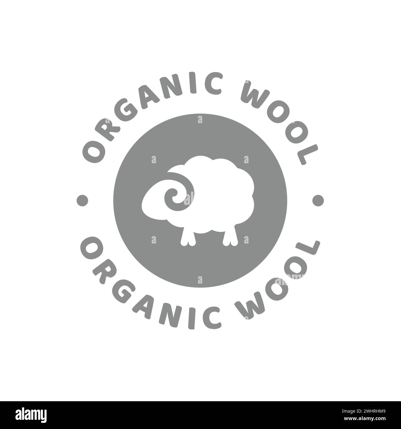 Organic wool vector label. Circle material icon for fabrics and clothing. Stock Vector