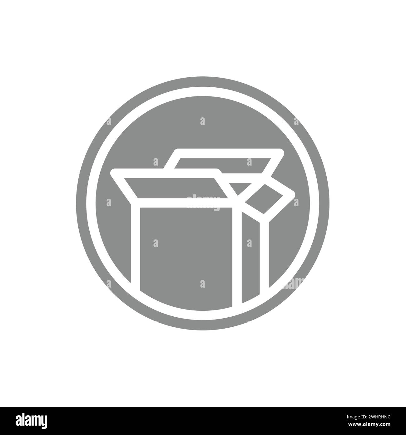 Paper waste vector label. Cardboard box garbage bin icon, editable stroke. Stock Vector