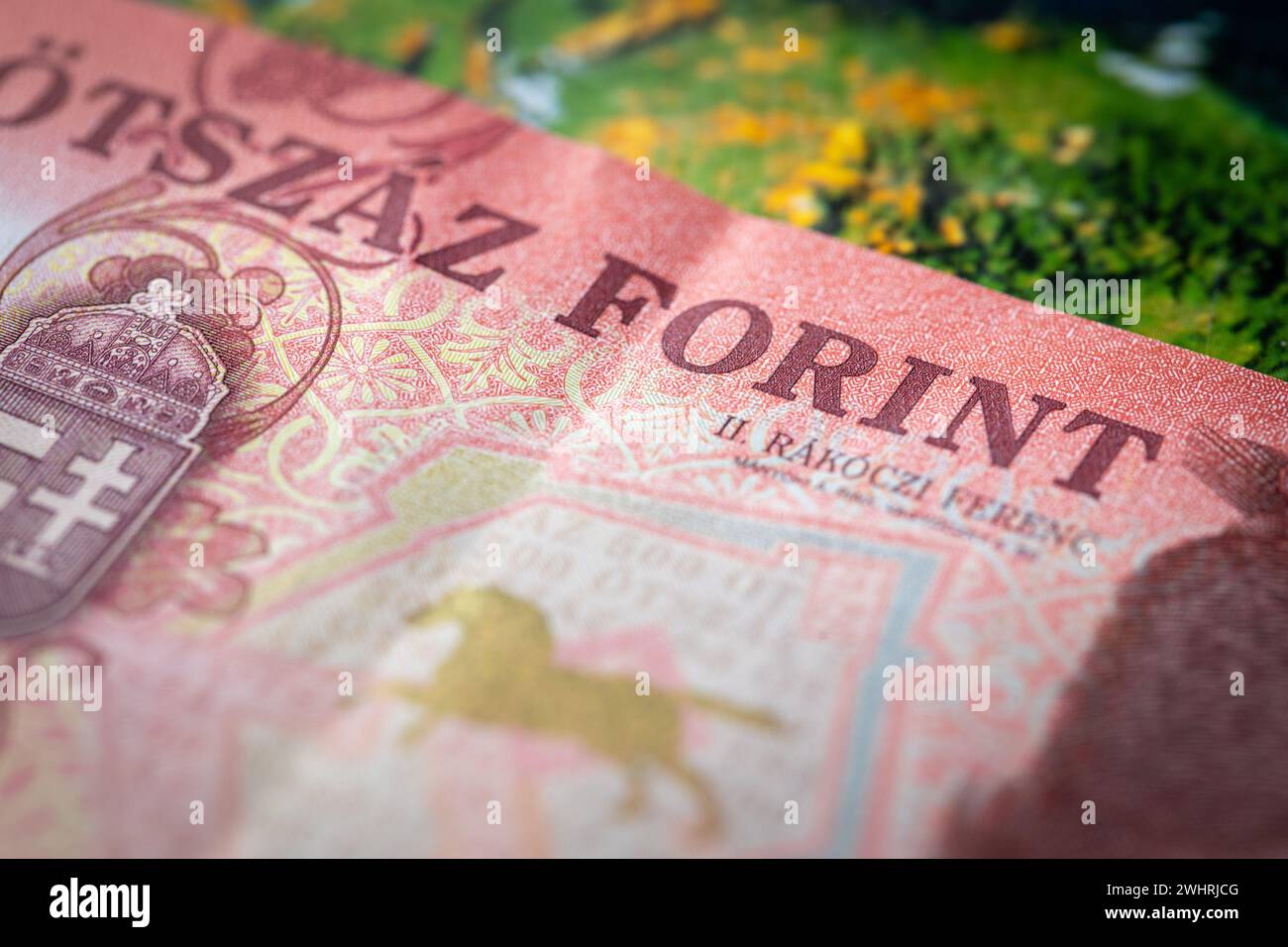 Hungarian forint exchange rate, Hungary money, financial concept Stock Photo