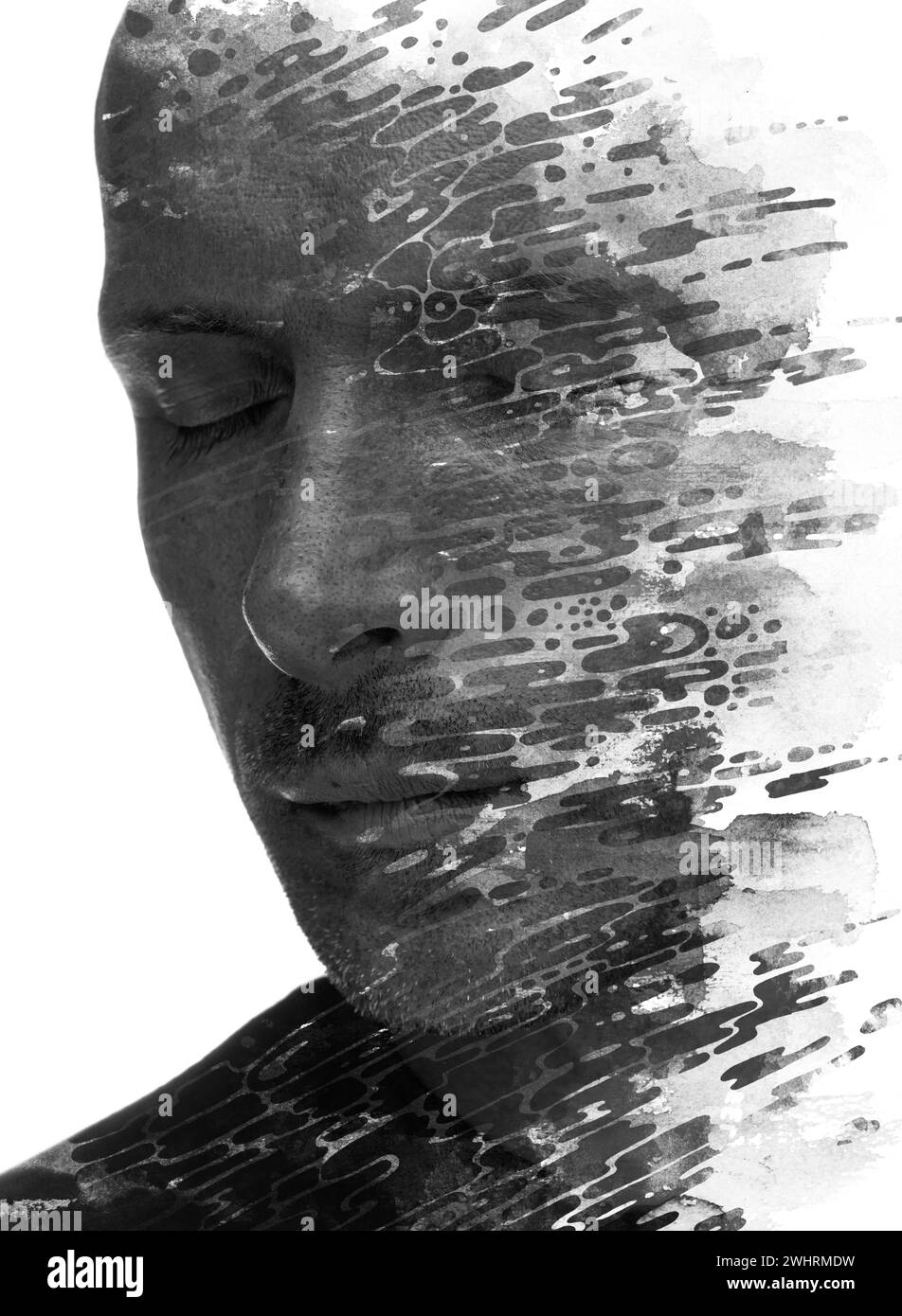 A close-up artistic double exposure portrait of a man Stock Photo - Alamy