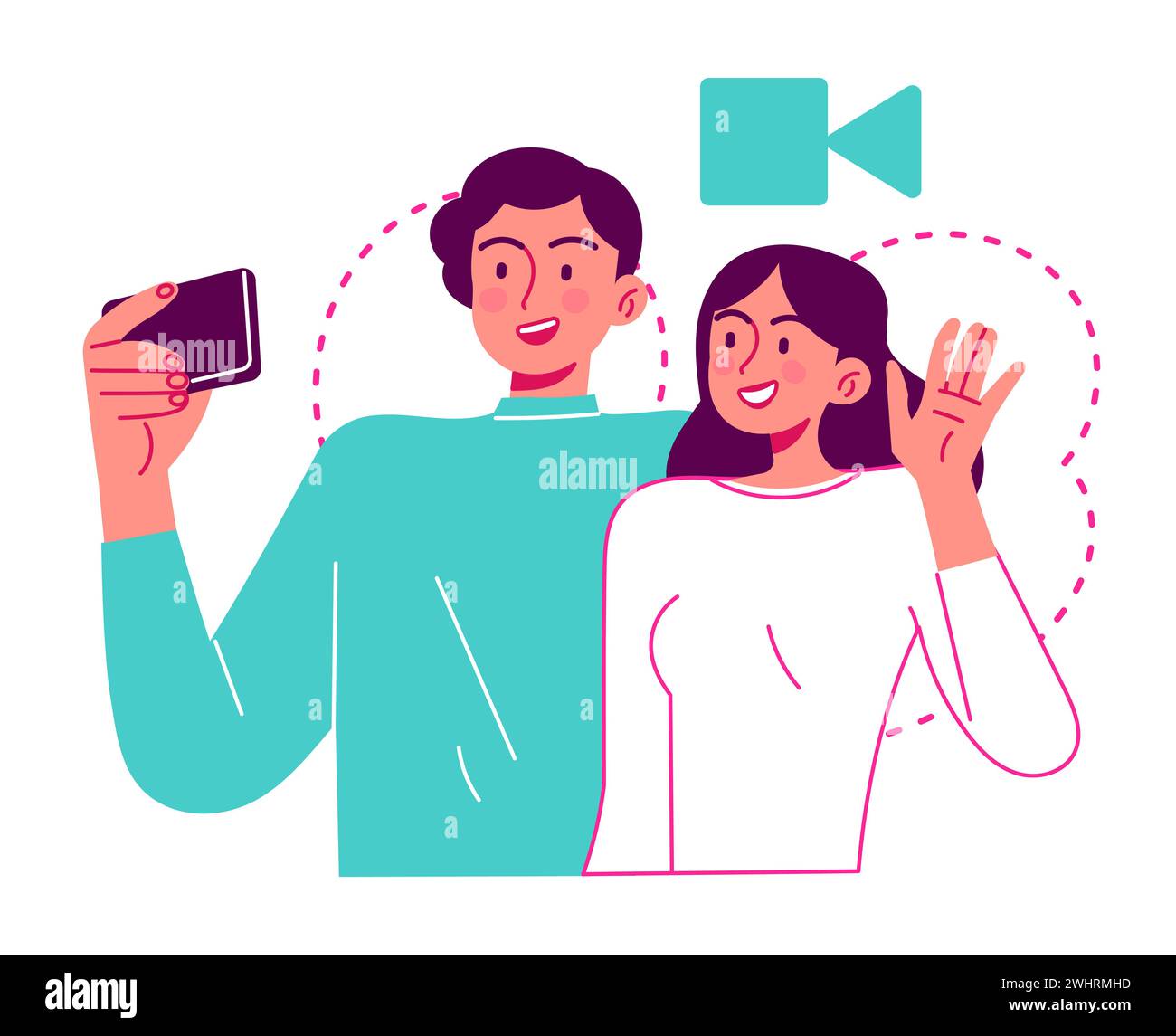 People videotaping themselves, a video call Stock Vector